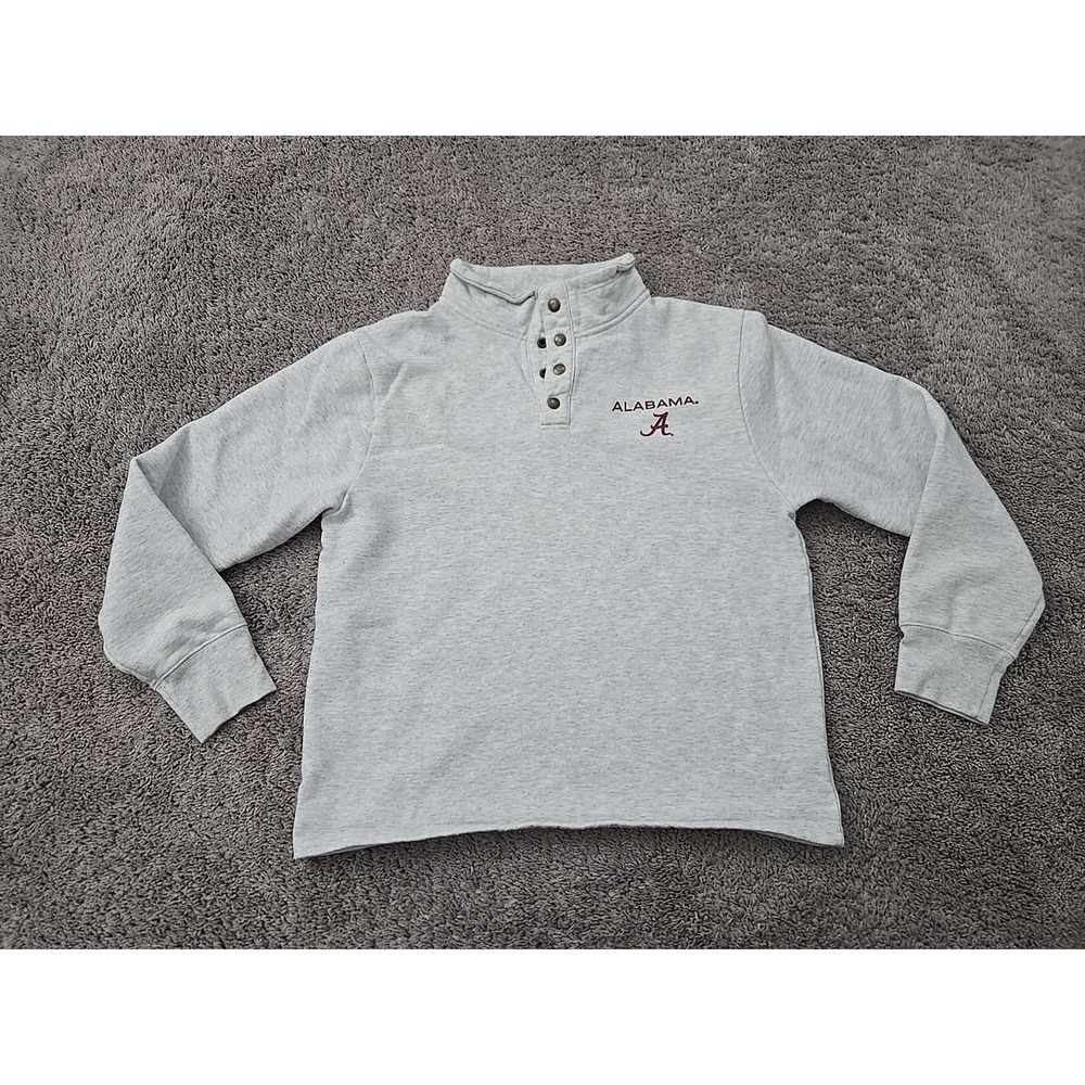 Alabama Crimson Tide Pullover Sweatshirt Mens L 1/4 Snap NCAA League Gray